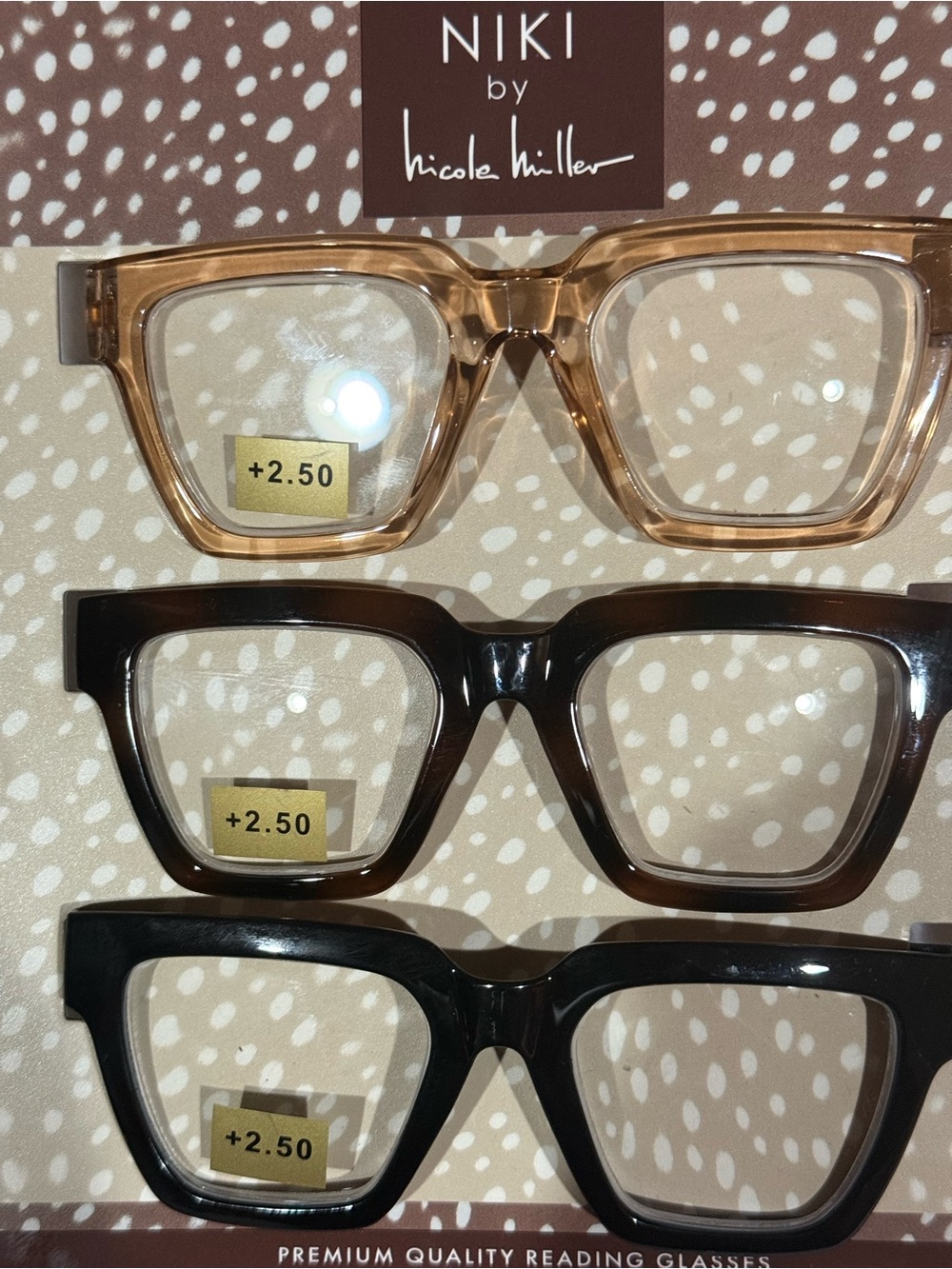 Nicole Miller Women's Reading Glasses 3 piece Set — Amber, Tortoise, Black - Picture 4 of 4